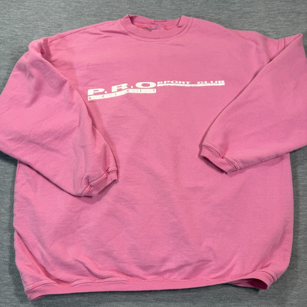 Pro Club‎ Sweatshirt Mens L Pink Graphic Crew Neck Long Sleeve Pullover Fleece